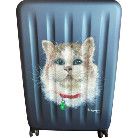 Kitty hand-painted luggage
